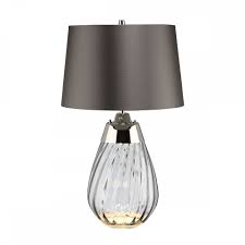 Add a designer touch to your bedside table or rejuvenate your living room with a choice of. Small Smoke Tinted Glass Table Lamp With Slate Grey Satin Fabric Shade