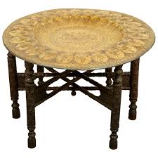 Bed tray table with folding legs wooden serving breakfast in bed or use as a,platter tray,tv table laptop computer tray snack tray (black) (black) 4.5 out of 5 stars. Anglo Indian Brass Tray Table With Folding Wooden Stand 1stdibs Com Brass Tray Table Wooden Stand Tray Table
