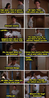 When Cathy Wouldn T Leave Jim S Hotel Room And Kept Making Advances On Pam S Husband 25 The Office Moments That Mak The Office Jim The Office In This Moment