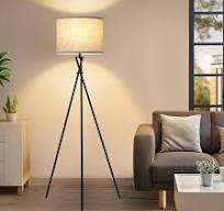 Tripod Floor Lamp Black, 61” Tall Floor Lamps, Standing Lamp with Rotary Switch, Modern Floor Lamp Simple Design with Beige Shade, Floor Lamps for ...