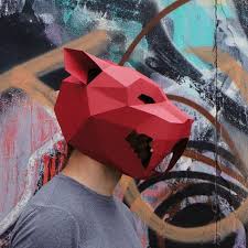 Sabre Toothed Tiger Mask Build Your Own From Card Using Our Polygon Mask Template Mascara De Animales Como Hacer Mascaras Dientes De Sable