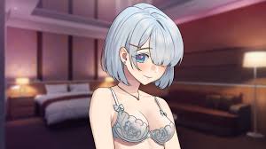 chiaki (goodbye eternity), goodbye eternity, highres, non-web source, bed,  bedroom, blurry, bra, depth of field, game screenshot, heart, heart  necklace, jewelry, lingerie, necklace, underwear, upper body - Image View -  | Gelbooru -