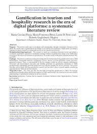 Pdf Gamification In Tourism And Hospitality Research In The Era Of Digital Platforms A Systematic Literature Review