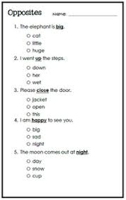 The Silver Lining Free Quizzes Antonyms 1st Grade Writing