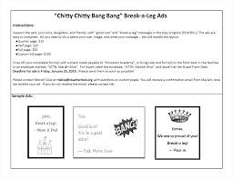 Check spelling or type a new query. Image Middle School Students From Princeton Academy And Stuart Are In The Thick Of Rehearsals For Chitty Chitty Bang Bang Support The Cast Your Sons Daughters And Friends With Good Luck And Break A Leg Messages In The Play Program The Ads Are