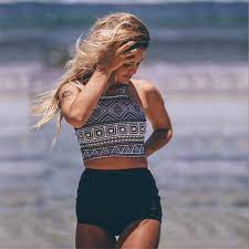 High Waist Swimsuit 2017 Two Piece Swimwear Women High Neck Bikini Cropped Biquini Plus Size Tankini Pinea Swimsuits For Teens Swimsuits Swimsuits High Waisted