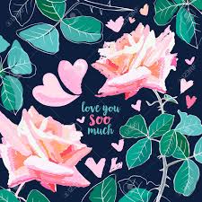 Maybe you would like to learn more about one of these? Pink Rose Watercolor Illustration Love You Soo Much Calligraphy Pink Roses With Thorns Leaves And Hearts Valentines Day Greetings Postcard Poster Cover Floral Design Isolated Color Vector Royalty Free Cliparts Vectors And