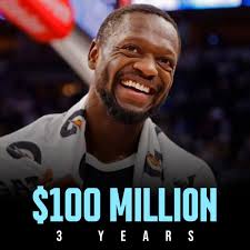 BREAKING: Three-time NBA All-Star Julius Randle intends to sign a new  three-year, $100 million deal to stay with the Minnesota Timberwolves,  sources tell ESPN. The deal includes a player option for the