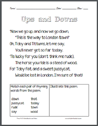 Ups And Downs Poem Worksheet Free To Print Pdf File Poetry Worksheets Kindergarten Reading Worksheets Poem With Rhyming Words