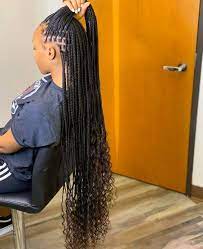 Leg Length Knot Less Braids Braids With Curls Braided Hairstyles Box Braids Hairstyles For Black Women