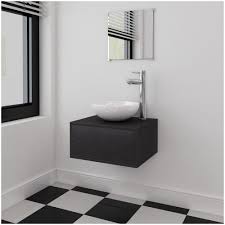 Marinelligroup mobile bagno 80 cm sospeso con lavabo in ceramica e specchio con cassetti cemento. Vidaxl Set 4 Mobili Per Bagno Con Lavandino Con Rubinetto Nero Eprice