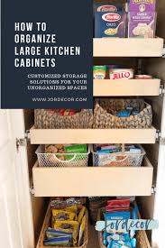 how to organize large kitchen cabinets