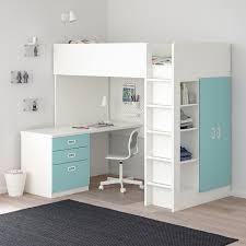 Stuva Fritids Hochbettkomb 3 Schubl 2 Turen Weiss Hellblau Ikea Loft Hochbett Madchen Loft Betten