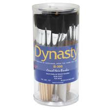 It is found in watercolor and lettering brushes and usually is made of squirrel, goat, ox, pony or a blend of several hairs, depending on the desired softness and intended cost of the brush. Dynasty B 300 Flat Cylinder Multi Purpose Camel Hair Short Wood Handle Paint Brush Set Assorted Size Set Of 72