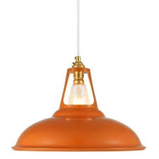K An Orange Ceiling Light Will Be Funky Against The Dark Blue Walls Dulwich Industrial Pendant Orange Pendant Light Pendant Light Industrial Pendant Lights