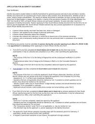 Skip sections in your form. Application For An Identity Document Dear Sir Madam