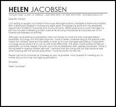 Nurse Manager Cover Letter Sample Cover Letter Templates Examples