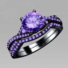 Black And Purple Wedding Ring Set Pin By Jewelry In My Box On My Purple In 2020 Purple Engagement Rings Purple Rings Purple Jewelry