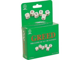 After passing 500 points, a player may choose to stop and take the points or stay greedy and keep rolling. Greed Dice Game Mr Toys Toyworld