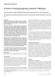 Pdf A Review Of Teenage Pregnancy Research In Malaysia