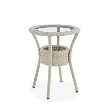 Wicker framed glass table and four wicker framed chairs table 123 cm diameter. All Weather Wicker Haven Outdoor Accent Table With Storage Beige Alaterre Furniture Target