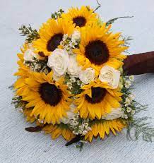 Sunflowers and white roses wedding bouquet. Image Result For Sunflower And White Rose Bouquet White Roses Wedding Simple Wedding Flowers Wedding Flowers Sunflowers