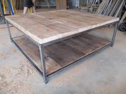 Large Quare Wood Coffee Table With Square Steel Legs Made Of Reclaimed Wood 17 Tall X 48 L X 48 W Coffee Table Wood Metal Wood Coffee Table Coffee Table