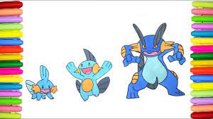 Swampert from pokemon to print and coloring. Pokemon Coloring Pages Mudkip Marshtomp And Swampert Youtube