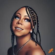 Mariah Carey with black hair and African braids