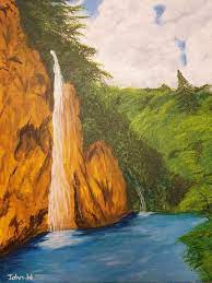 Gallery wrap canvas, framed fine art prints, framed canvas art Waterfall John W Art Paintings Prints Landscapes Nature Waterfalls Artpal