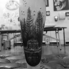 Black And White Woods Tattoo Haunted Woods Tattoo Circle Tattoo Haunted Woods Wood Tattoo