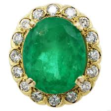 A ring shopping experience like no other! 18k Yellow Gold 19ct Oval Emerald Diamond Ring Boca Raton