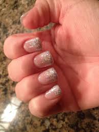 Short square pink and white ombré acrylic nails. Glitter Acrylic Nails Short Square Nailstip