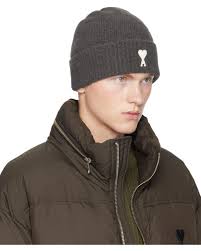 Ami Paris Ami De Coeur Beanie in Green for Men