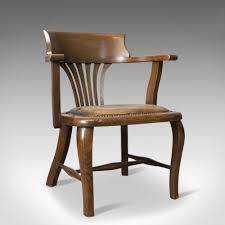 Antique Captain S Chair English Oak Bowback Leather Smokers Circa 1910 Chair Comfortable Seating Antique Chairs