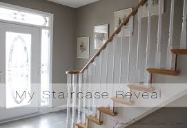 Don't forget to update the railing by painting the balusters and refinishing the handrail. Ordinary Oak To Simply White My Staircase Reveal Pink Little Notebookpink Little Notebook