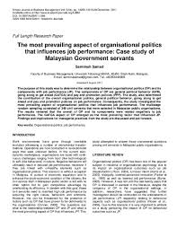 The central bank's financial stability review for the first half of 2018 noted that after considering their monthly expenditure on basic necessities and debt obligations. Pdf The Most Prevailing Aspect Of Organisational Politics That Influences Job Performance Case Study Of Malaysian Government Servants Sarmina Samad Academia Edu