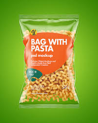 Plastic Bag With Cavatappi Pasta Mockup In Bag Sack Mockups On Yellow Images Object Mockups