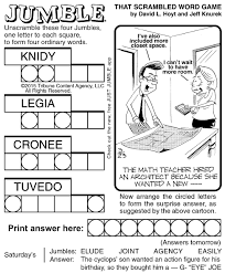 The words are arranged randomly then your job is to make these standards into words that have meaning. Sample Of Jumble