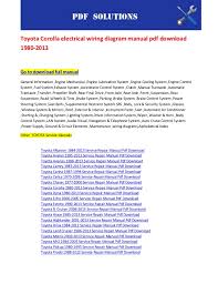 Wiring diagram / program chart. Toyota Corolla Electrical Wiring Diagram Manual Pdf Download 1980 2013