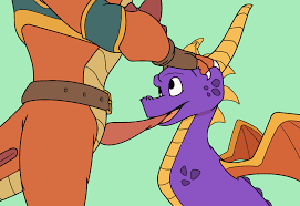 activision animated anthro clothed clothing colrblnd delbin (spyro)  dragon duo erection fellatio fellatio from feral feral genitals hand on  head male malemale oral orgasm partially clothed penile penis sex