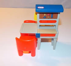 Vintage Little Tikes Tykes Dollhouse Workbench Tool Bench Two Red Chairs Red Chair Tool Bench Doll House