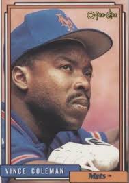 Vince Coleman autographed baseball card 1992 O Pee Chee #500 (New York  Mets)