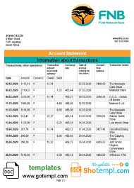 Fnb bank, inc., member fdic and equal housing lender. South Africa First National Bank Fnb Proof Of Address Statement Template In Word And Pdf Format Statement Template Word Template Bank