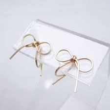 14kgf 手描き風リボンear cuff ピンクゴールド イヤリング ハンドメイド 手作りクラフト