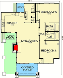 Plan 46075hc Simply Sweet 2 Bed Cottage Plan With Front Porch Cottage Plan Cottage House Plans Cottage Floor Plans