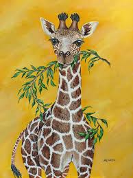 Baby Giraffe Nursery Art Acrylic Painting On Canvas By Jkcarter Sold Giraffe Painting Girraffe Painting Nature Paintings