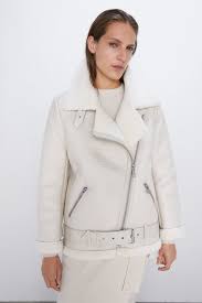 Zara Faux Shearling Biker Jacket In 2020 Zara Biker Jacket Biker Jacket Biker Jacket Outfit