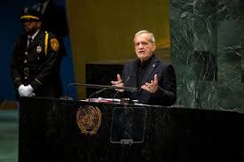 Iranian President Masoud Pezeshkian addresses the United Nations