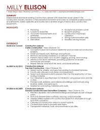 construction labor resume examples